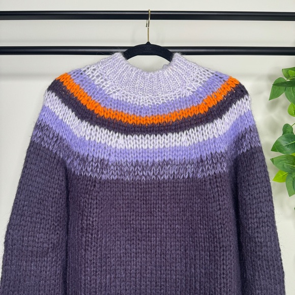 Maje Meilleur Mohair Blend Striped Intarsia-Knit Sweater size 1 (S, Small) - Picture 4 of 13